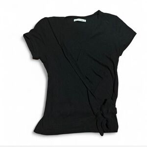Abercrombie & Fitch Black Short Sleeve Wrap Tee